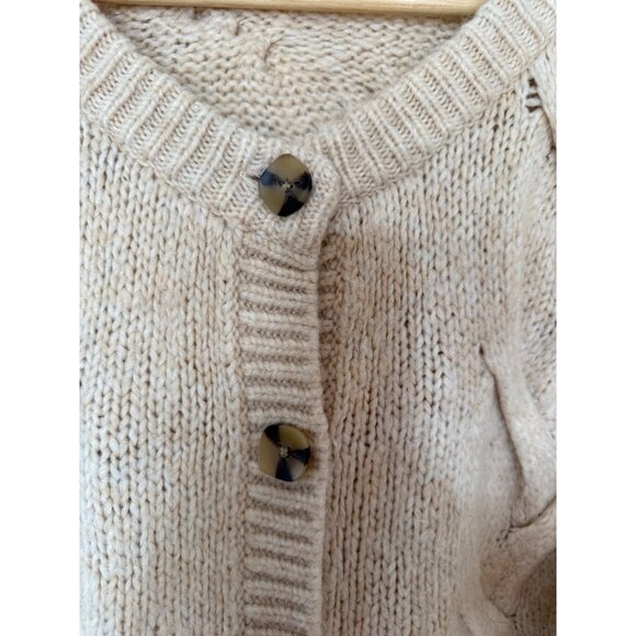 Madewell Cable Knit Ashmont Wool Blend Chunky Cardigan Sweater Fisherman Size XL - Picture 4 of 7